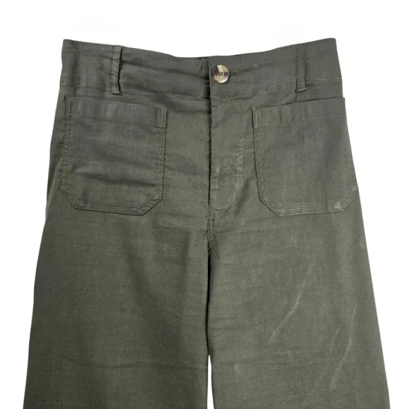 Anthropologie Maeve The Colette Crop Wide-Leg Pants Olive Green - Picture 7 of 14